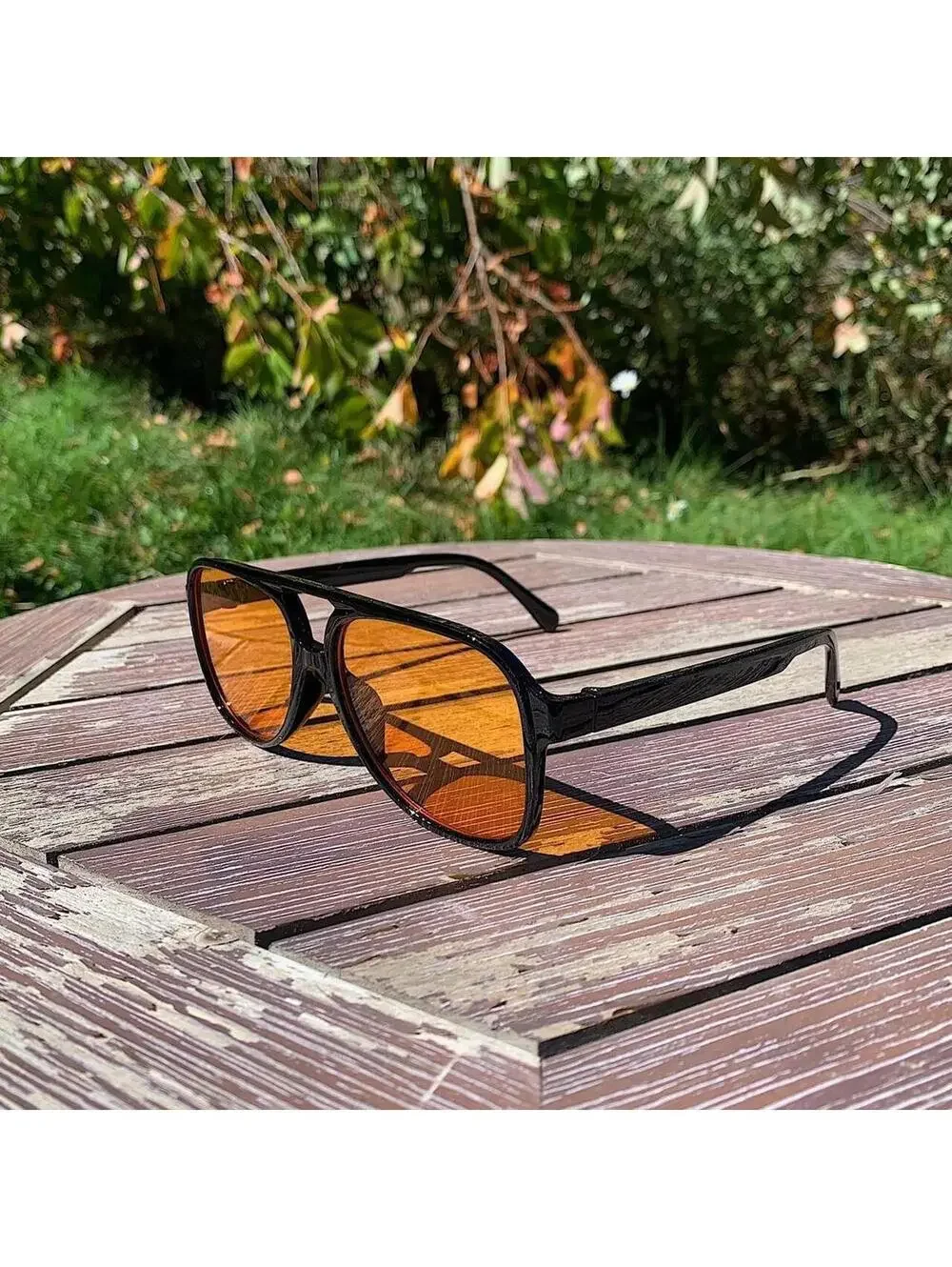 Vintage 90s y2k style unique retro square rounded shaped orange lenses